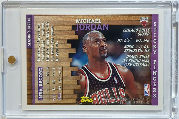 1996 Topps Michael Jordan #18 Season's Best STICKY FINGERS - Ready to Grade