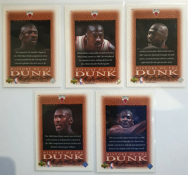 1999 Upper Deck Michael Jordan History of the Dunk (5 Card Subset) - Mint