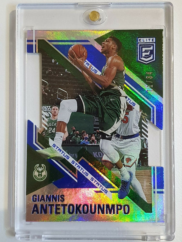 2020 Panini Elite Giannis Antetokounmpo #25 BLUE HOLO /34 Die Cut - GEM