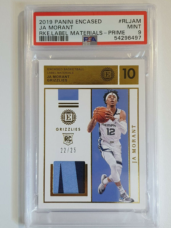 2019 Encased Ja Morant Rookie #Patch PRIME /25 Game Worn - PSA 9 (POP 3)