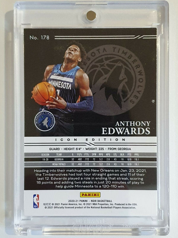 2020 Panini Noir Anthony Edwards Rookie #178 Icon Edition /99 - Gem