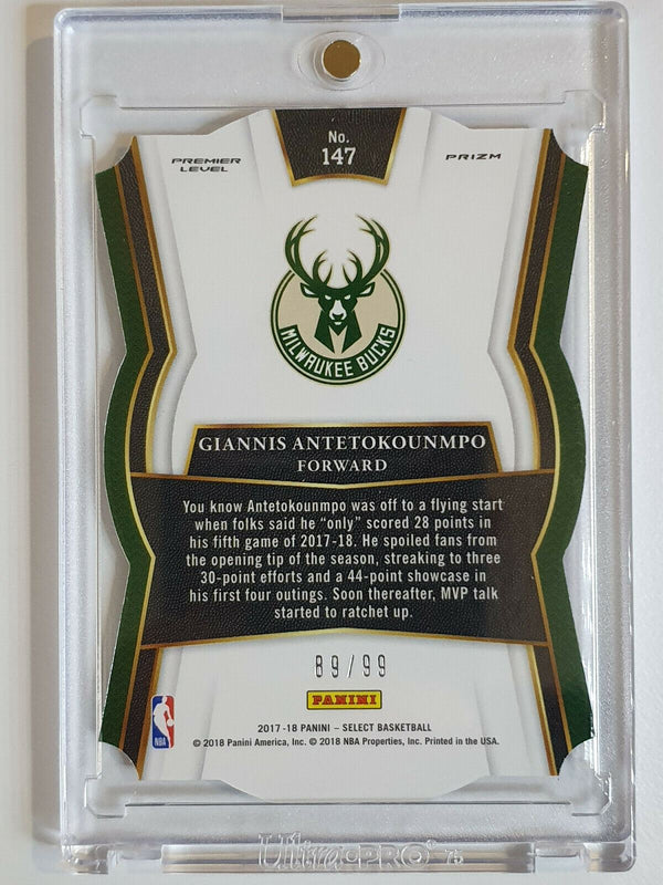 2017 Select Giannis Antetokounmpo #147 PURPLE Prizm /99 Premier Die Cut - GEM