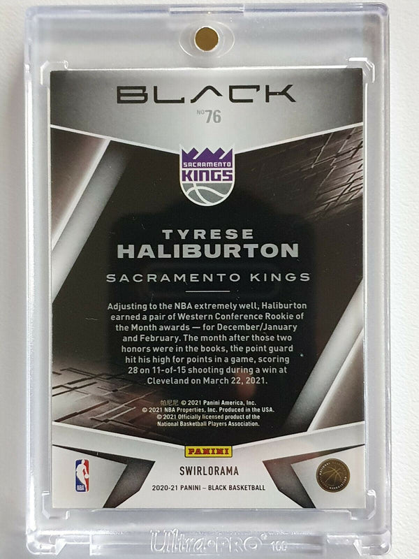 2020 Panini Black Tyrese Haliburton Rookie #76 SWIRLORAMA /65 - Ready to Grade