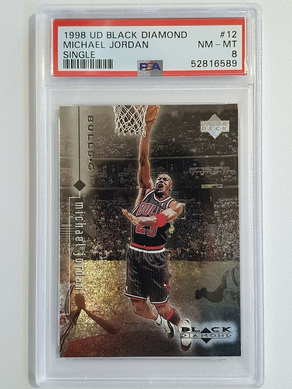 1998 Upper Deck Michael Jordan BLACK DIAMOND #12 Metal Foil - PSA 8