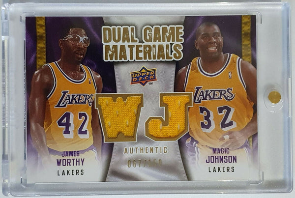 2009 UD SP Magic Johnson & James Worthy #PATCH /150 Game Worn Jersey - Gem