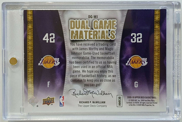 2009 UD SP Magic Johnson & James Worthy #PATCH /150 Game Worn Jersey - Gem