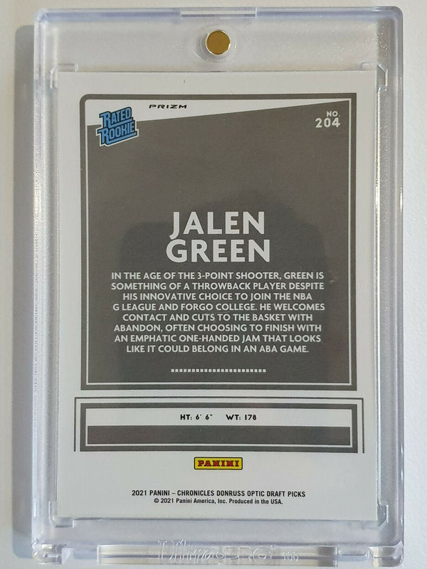 2021 Chronicles Jalen Green Rookie #204 OPTIC GREEN HOLO - Ready to Grade