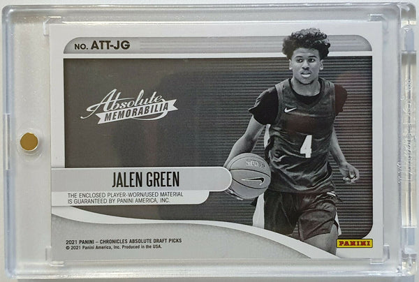 2021 Panini Absolute Jalen Green Rookie Jersey GREEN TRIPLE PATCH - Gem