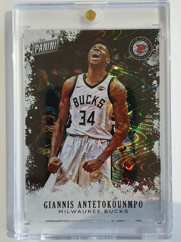 2019 Panini Black Giannis Antetokounmpo #GA SWIRLORAMA Prizm /50 - Gem