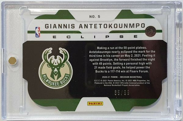 2020 Obsidian Giannis Antetokounmpo #5 ECLIPSE HOLO /99 - Ready to Grade