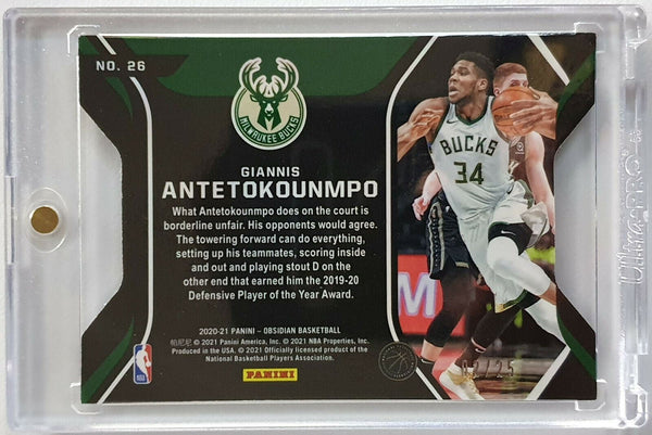 2020 Obsidian Giannis Antetokounmpo #26 GREEN /25 PITCH BLACK - Gem