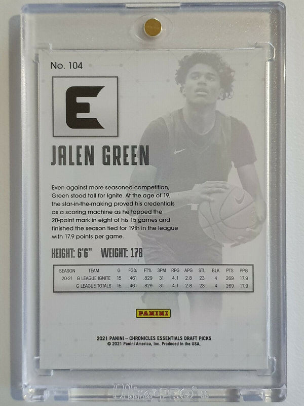 2021 Chronicles Jalen Green Rookie #104 Essentials GREEN PRIZM - Ready to Grade