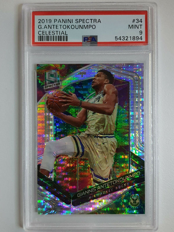 2019 Spectra Giannis Antetokounmpo #34 CELESTIAL Prizm /99 - PSA 9 (POP 15)