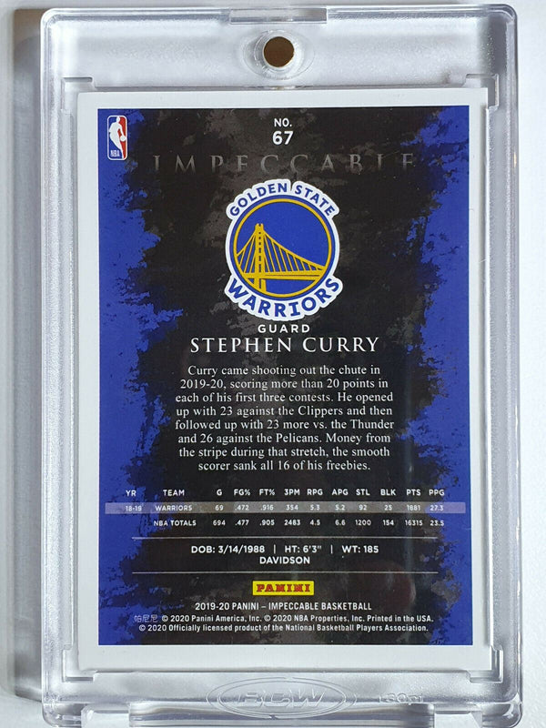 2019 Panini Impeccable Stephen Curry #67 GOLD /49 - Ready to Grade