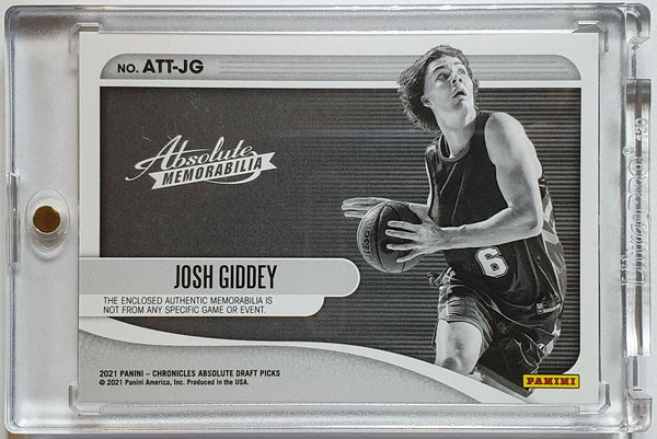 2021 Absolute Josh Giddey Rookie #PATCH GOLD /10 Triple Jersey - Rare Gem