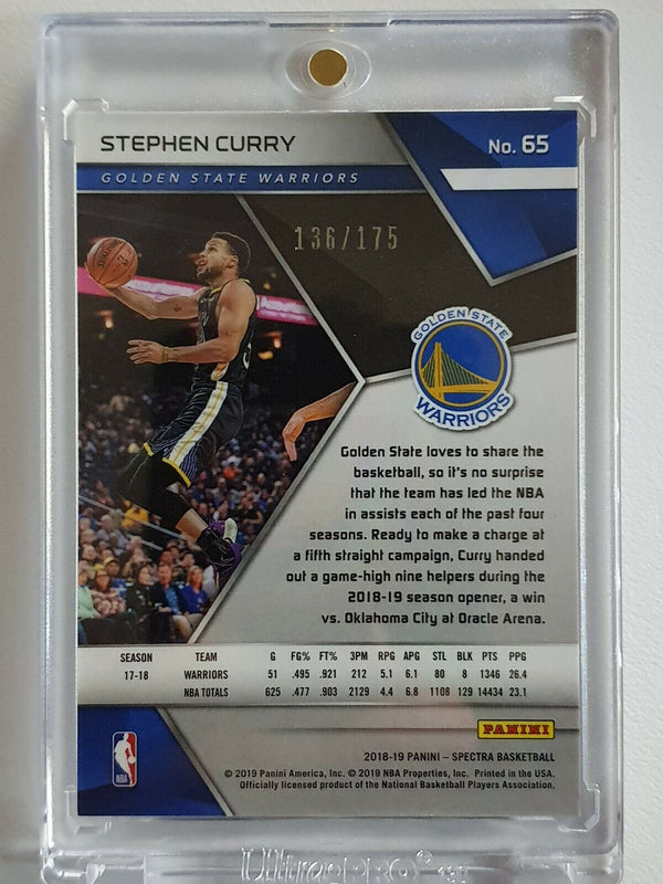 2018 Panini Spectra Stephen Curry #65 BLUE Prizm /175 - Ready to Grade