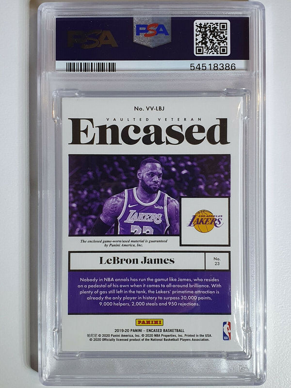 2019 Encased Lebron James #PATCH /149 Game Worn Jersey - PSA 9 (POP 3)