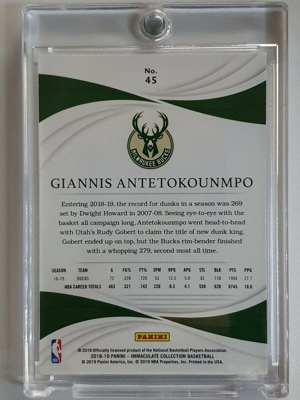 2019 Immaculate Giannis Antetokounmpo #45 SILVER FOIL /99 - Ready to Grade