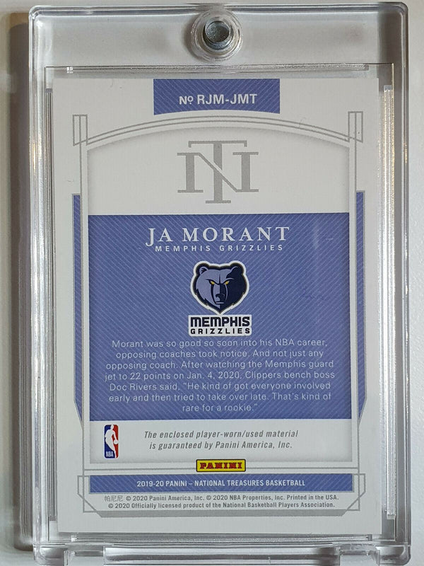 2019 National Treasures Ja Morant Rookie #PATCH /99 Worn Jersey - Rare Gem