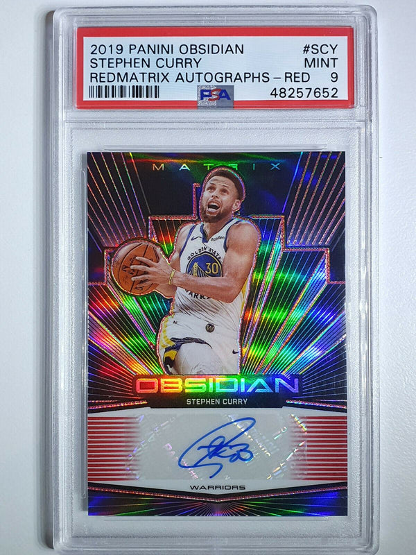 2019 Obsidian Stephen Curry Auto /5 RED MATRIX Prizm Autograph - PSA 9 (POP 1)