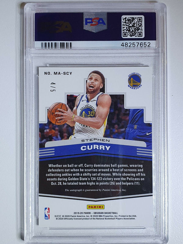 2019 Obsidian Stephen Curry Auto /5 RED MATRIX Prizm Autograph - PSA 9 (POP 1)