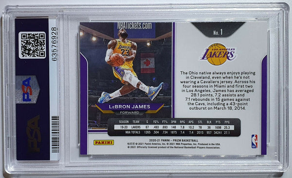 2020 Panini Prizm LeBron James #1 Kobe Tribute Dunk - PSA 9