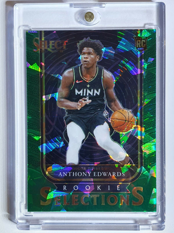 2020 Select Anthony Edwards Rookie Selections #5 GREEN CRACKED ICE Prizm