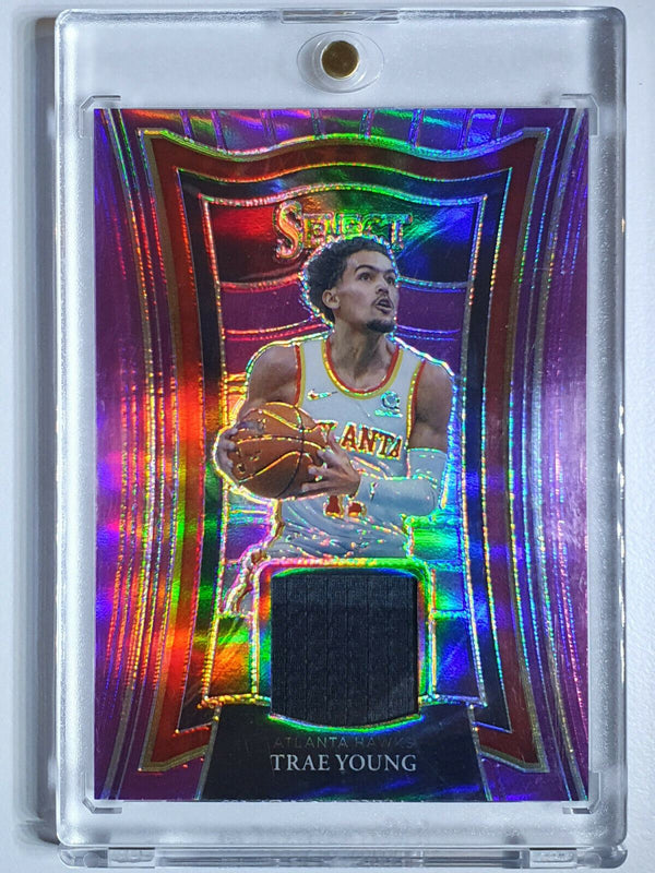 2020 Panini Select Trae Young #PATCH PURPLE /99 Game Worn Jersey