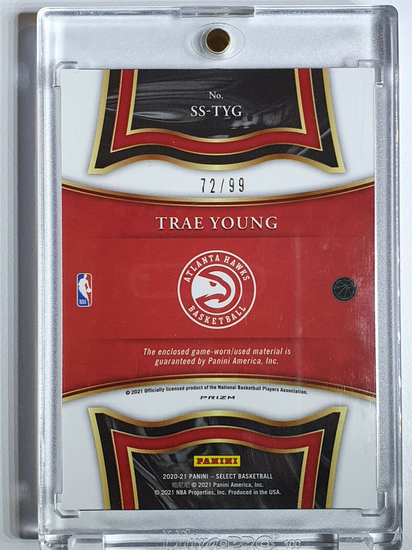 2020 Panini Select Trae Young #PATCH PURPLE /99 Game Worn Jersey