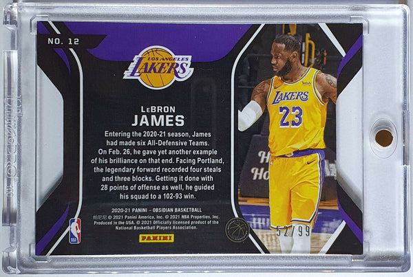 2020 Obsidian Lebron James #12 PITCH BLACK HOLO /99 Die-Cut - Ready to Grade