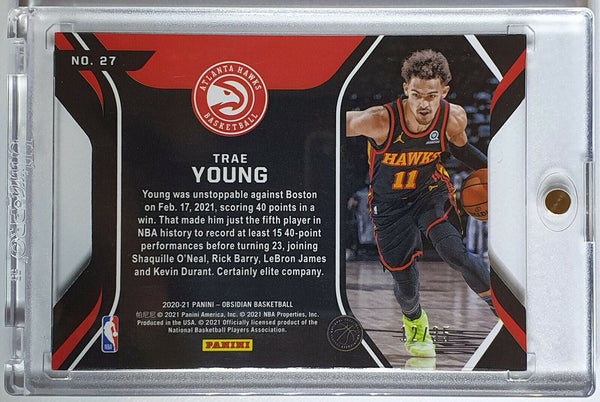 2020 Obsidian Trae Young #27 ORANGE Prizm /35 Die-Cut - Ready to Grade