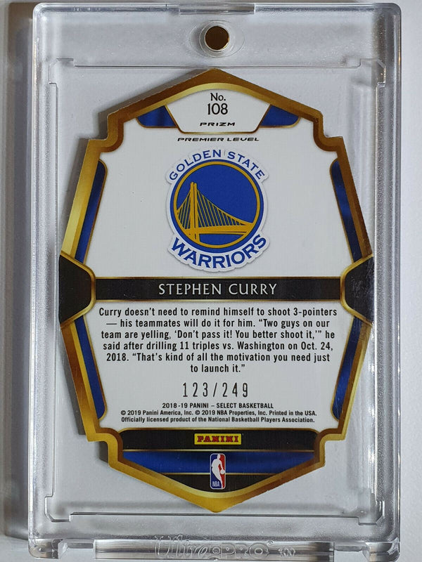 2018 Select Stephen Curry #108 Premier BLUE PRIZM /249 Die-Cut - Ready to Grade