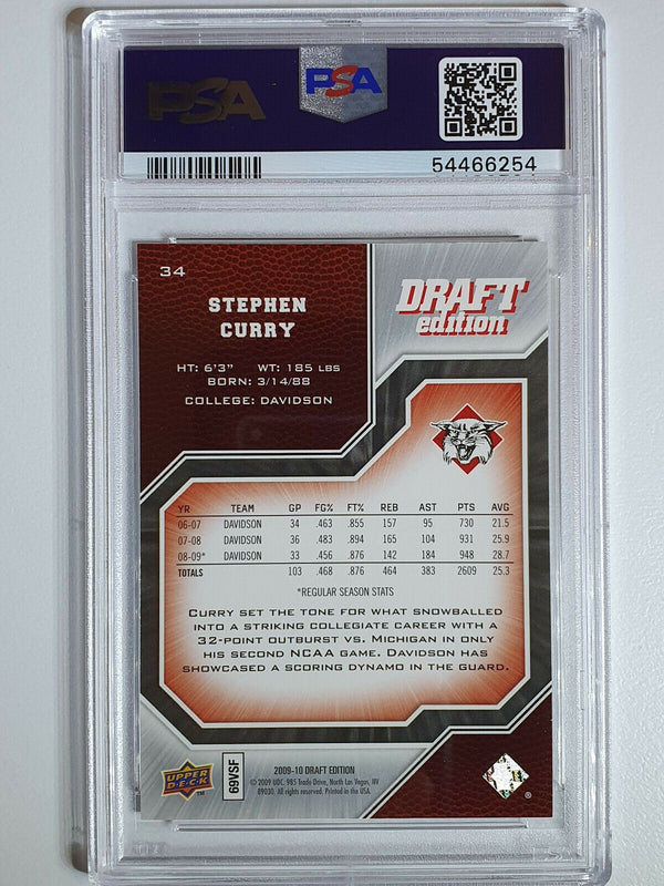 2009 Upper Deck Stephen Curry Rookie #34 Draft Edition - PSA 9