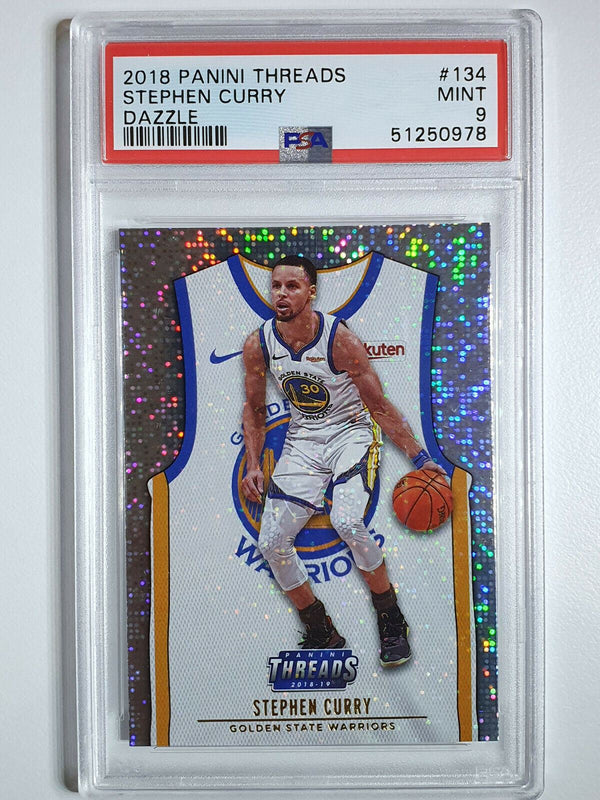 2018 Panini Threads Stephen Curry #134 DAZZLE Prizm - PSA 9 (POP 6)