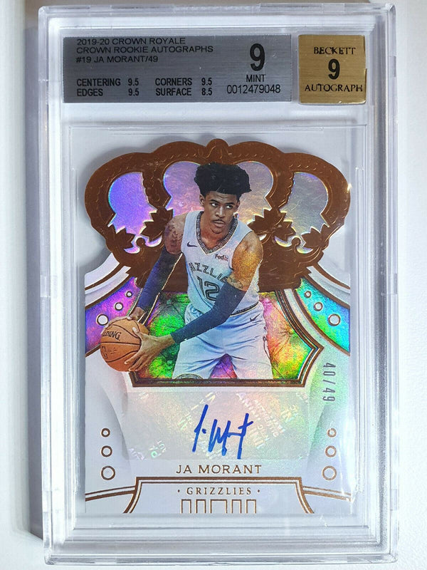 2019 Crown Royale Ja Morant Rookie Autographs /49 - BGS 9 (POP 1) Auto 9