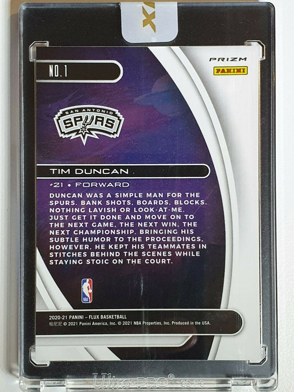 2020 Flux Tim Duncan #1 TITAN SILVER HOLO Uncirculated - Panini Sealed