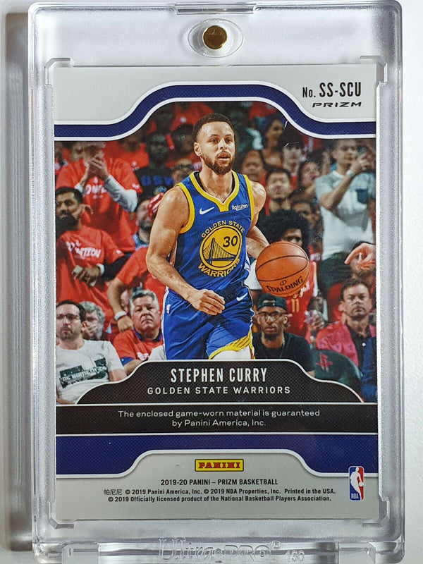 2019 Prizm Stephen Curry #PATCH ORANGE CRACKED ICE Game Worn Jersey - Rare