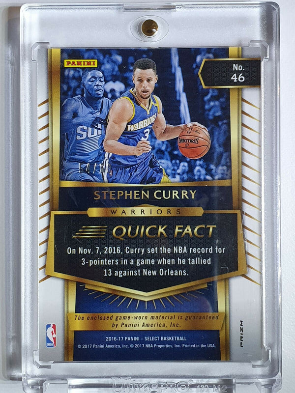 2016 Select Stephen Curry #PATCH PURPLE /99 Prizm Game Worn Jersey - Rare