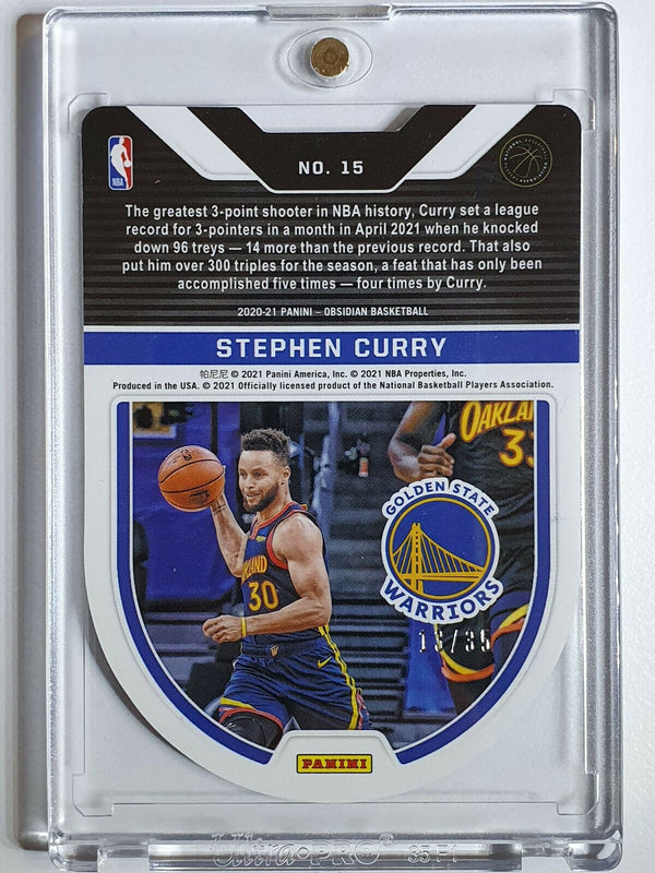 2020 Obsidian Stephen Curry #15 ORANGE Prizm /35 Tunnel Vision Die-Cut