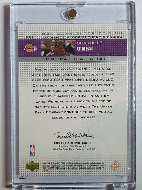 2001 Upper Deck SP Shaquille O'Neal JERSEY PATCH & GAME FLOOR - Rare Gem