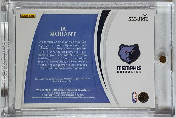 2020 Immaculate Ja Morant #PATCH /99 Game Worn Jumbo Jersey - Ready to Grade