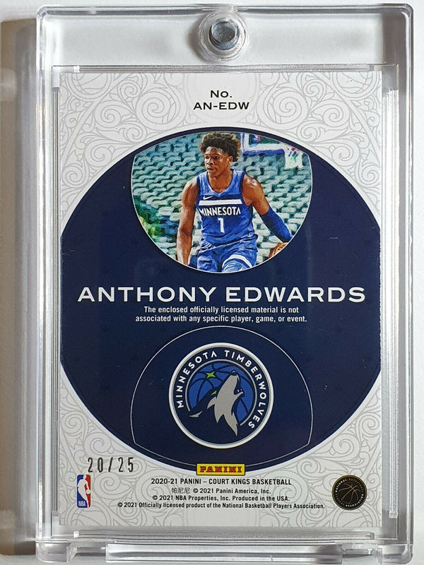 2020 Court Kings Anthony Edwards Rookie #PATCH /25 PRIME Jersey - Rare