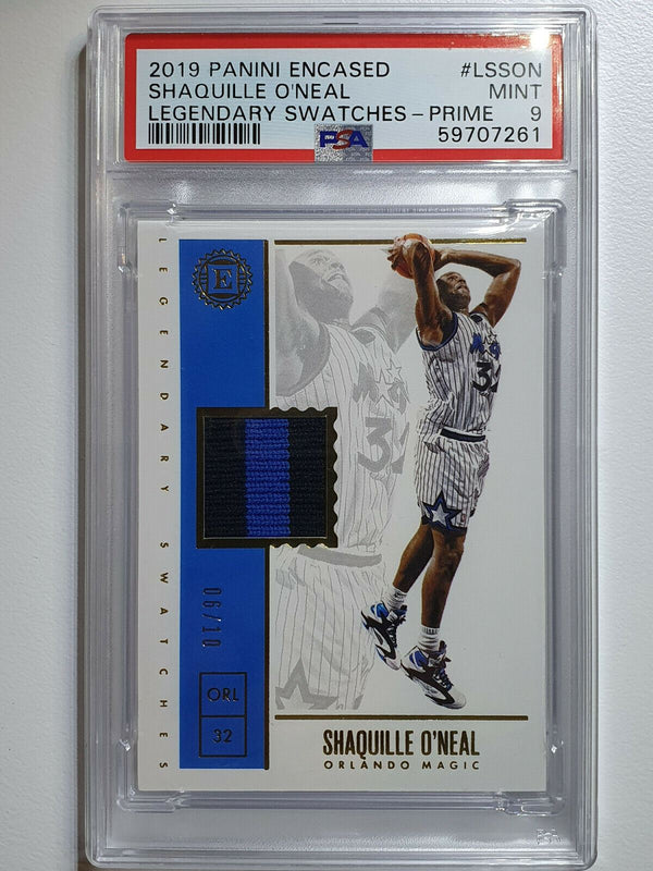 2019 Encased Shaquille O'Neal #PATCH PRIME /10 Game Worn Jersey - PSA 9 (POP 1)