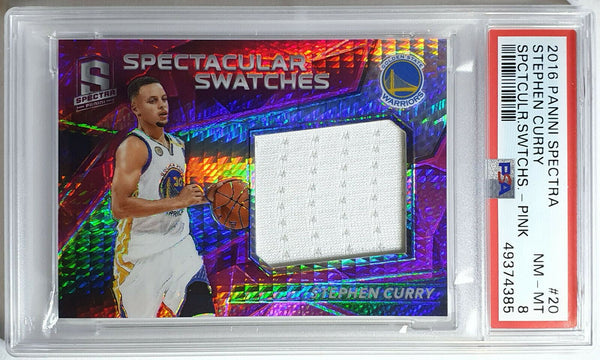 2016 Spectra Stephen Curry #PATCH /49 PINK HYPER Jersey - PSA 8 (POP 1)