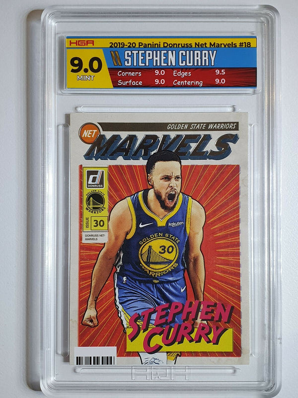 2019 Panini Donruss Stephen Curry #18 NET MARVELS - HGA 9 (with Custom Label)