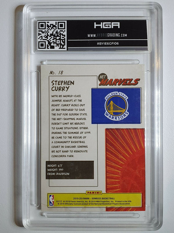 2019 Panini Donruss Stephen Curry #18 NET MARVELS - HGA 9 (with Custom Label)