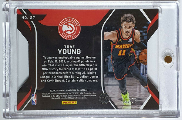 2020 Obsidian Trae Young #27 GREEN /25 Pitch Black Holo - Ready to Grade