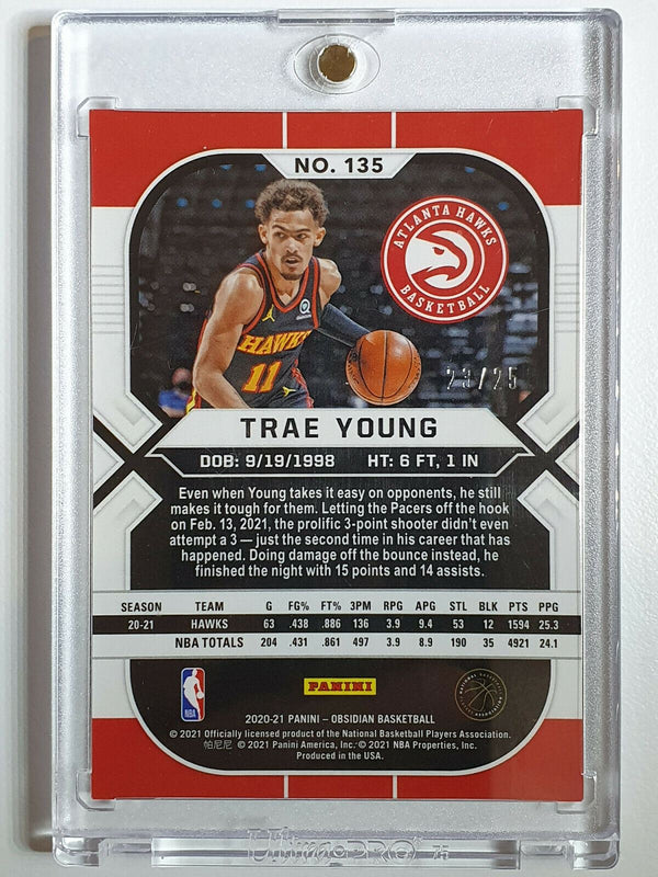 2020 Obsidian Trae Young #135 ELECTRIC ETCH GREEN /25 Holo - Ready to Grade