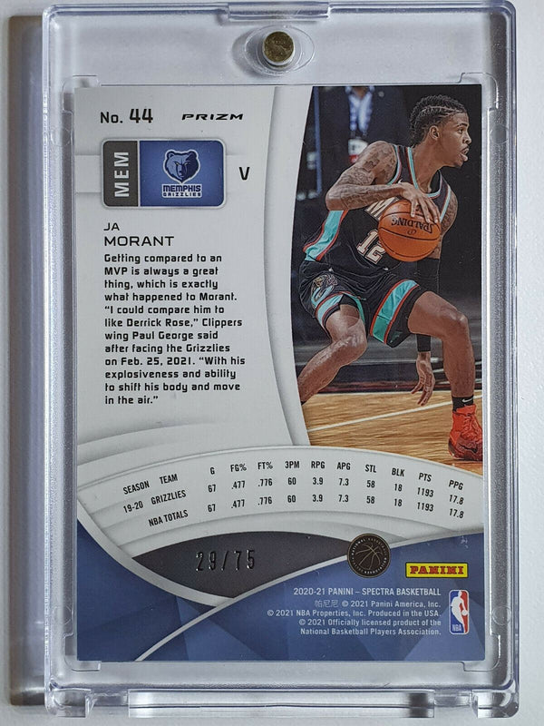 2020 Spectra Ja Morant #166 GOLD GREEN /75 Prizm - Ready to Grade