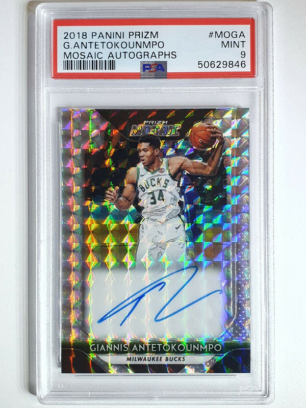 2018 Prizm Giannis Antetokounmpo AUTO Mosaic Autographs - PSA 9 (POP 10)